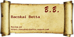 Bacskai Betta névjegykártya